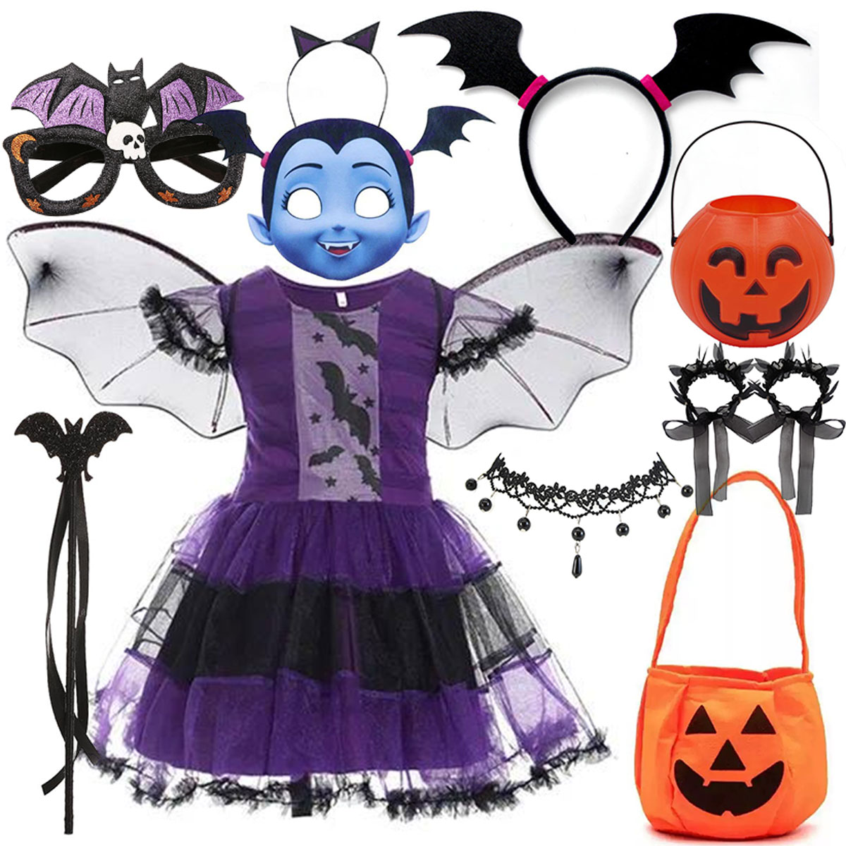 Kids Face Mask - Strój na Halloween dla dziewczynek: sukienka